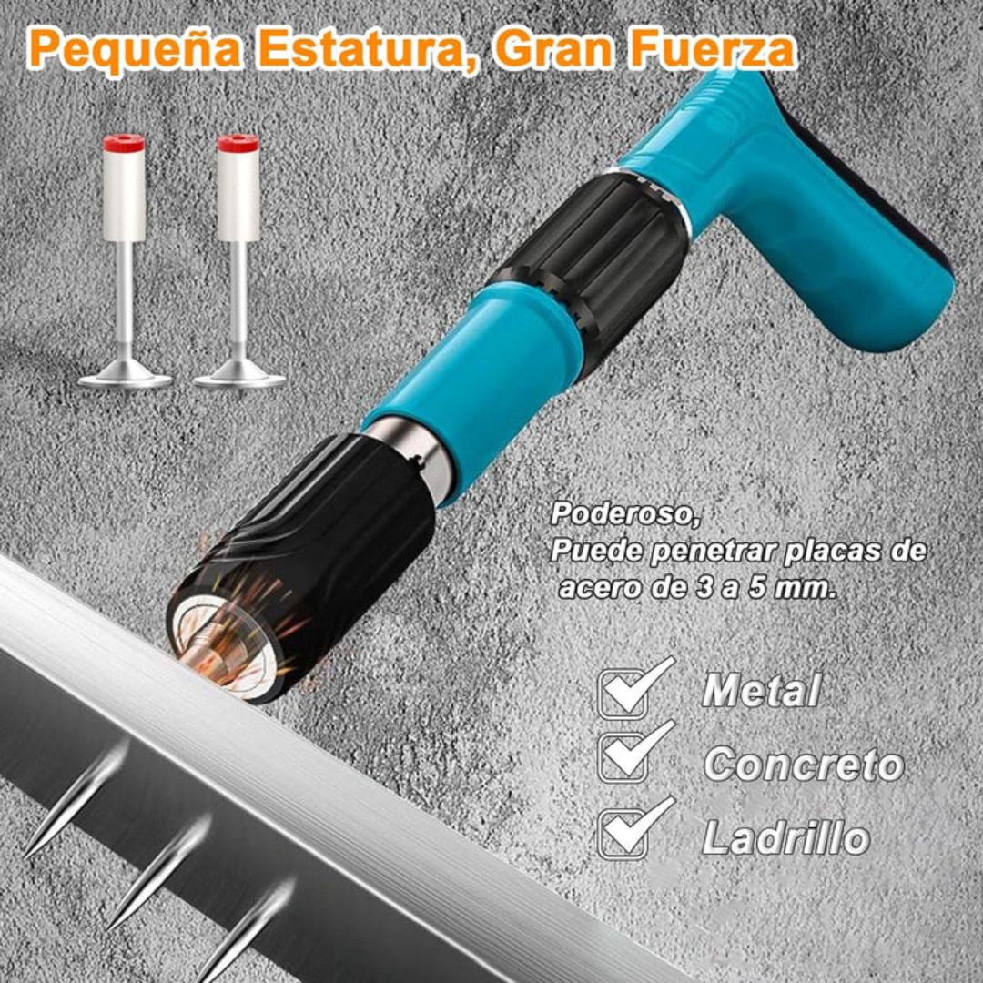 KIT PISTOLA DE CLAVOS AUTOMÁTICA +  100 CLAVOS FULMINANTES