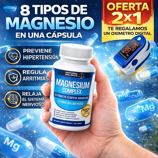 2x1 Magnesio Suplemento de 1000mg + GRÁTIS OXÍMETRO DIGITAL.