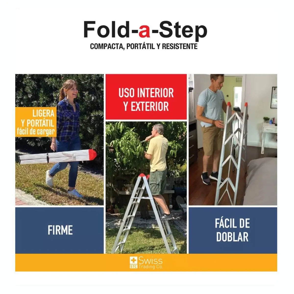 Escalera Profesional Plegable 4 Escalones Se Abre y Arma en 2 segundos