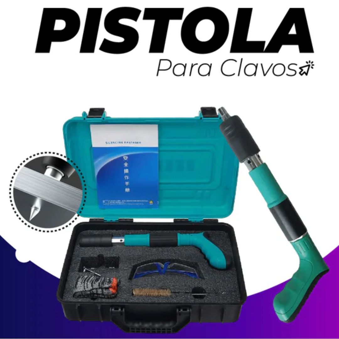 KIT PISTOLA DE CLAVOS AUTOMÁTICA +  100 CLAVOS FULMINANTES