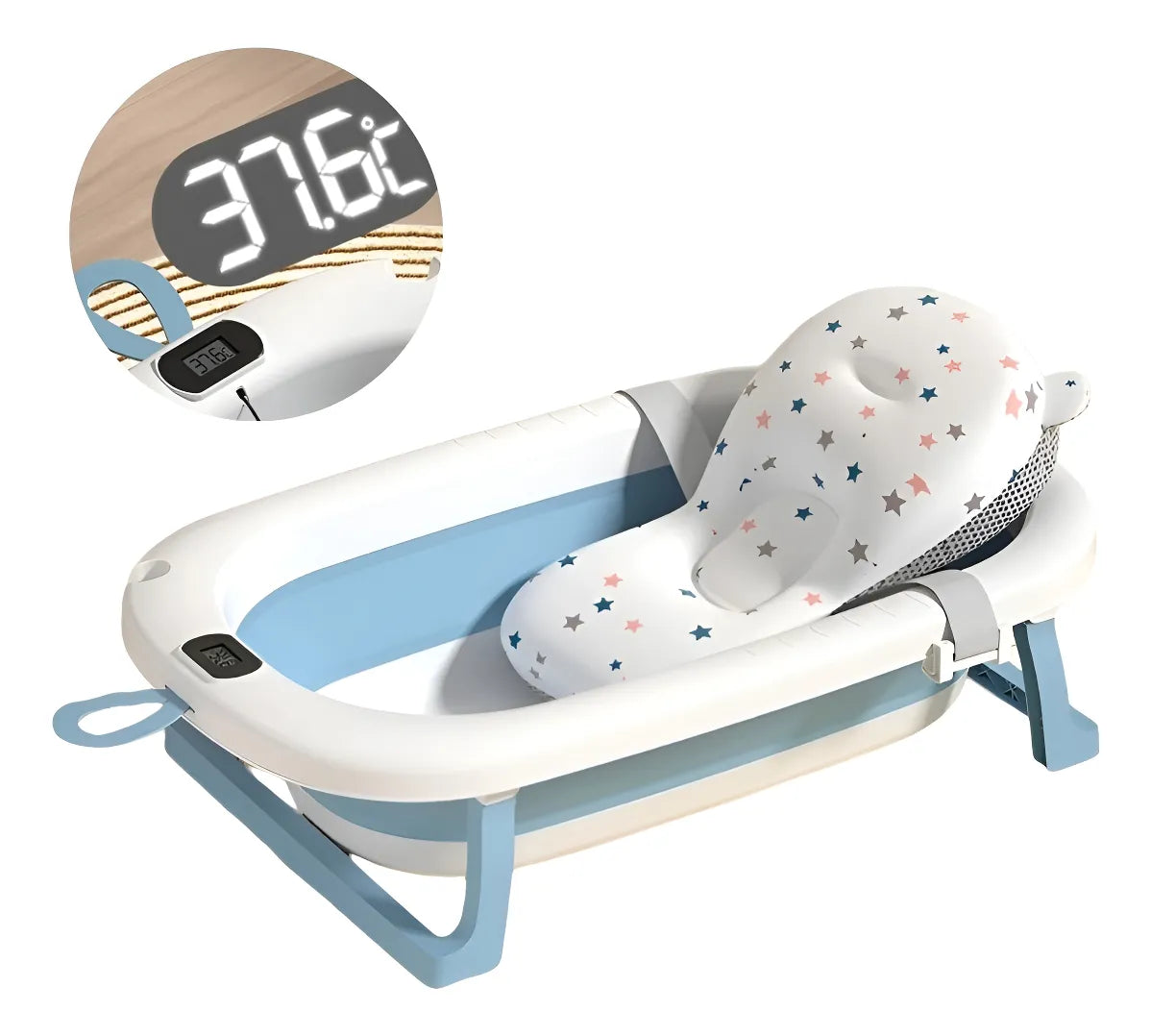 BAÑERA RETRÁCTIL + COJÍN PARA BEBÉS + TERMÓMETRO DIGITAL